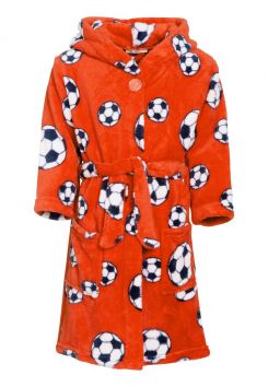 Kinderbadjas met voetballen - oranje